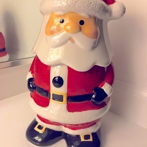 Santa Claus Holiday cookie / treat jar. 9 3/4” tall. New in box.  Very festive!